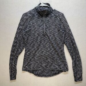 Athleta Quarter Zip Pullover Gray Heathered Black Athletic Women's M Activewear